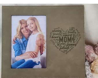 Personalized Add Your Custom Text Engraved Leatherette Faux Leather Hanging/Tabletop Personalized Group Family Photo Picture Frame
