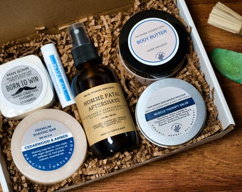 Natural Spa Gift Set for Men, Sandalwood, Personalized Box