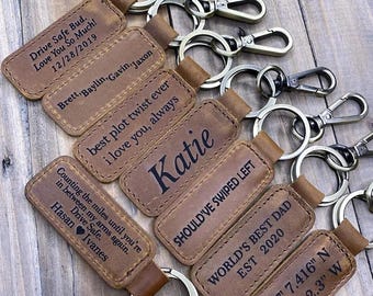 Personalized Leather Keychain, Customized Keychain, Custom Leather Key chain, Key Chain Gift, Custom Key Chain, Gift for Him, New Home Gift.
