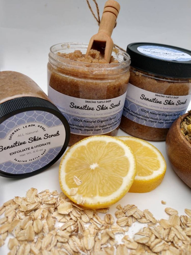 Sensitive Skin Scrub Body Scrub Oatmeal Lemon & Raw Honey Etsy