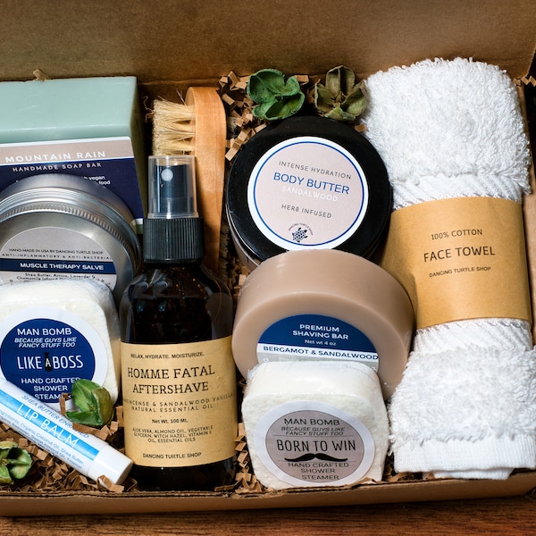 Set de regalo de spa de sándalo y cedro para hombres / Paquete de cuidado personal