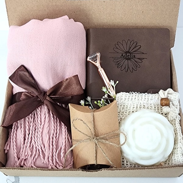 Hygge Gift Box, Engraved Gift, Cozy Gift Box, Cashmere Scarf Gift, Personalized Gift Box, Spa gift box,  Sending a hug, Thinking of You Gift