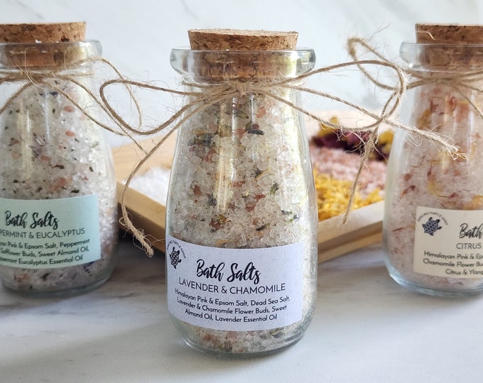 All Natural Bath Salts, Bath Salts Gift Set, Wedding Favors, Party Favors, Healing Set, Organic Bath Salts Set