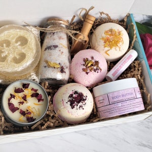 Organic Vanilla Rose Spa Gift Set, Natural Self Care Box Bild 8
