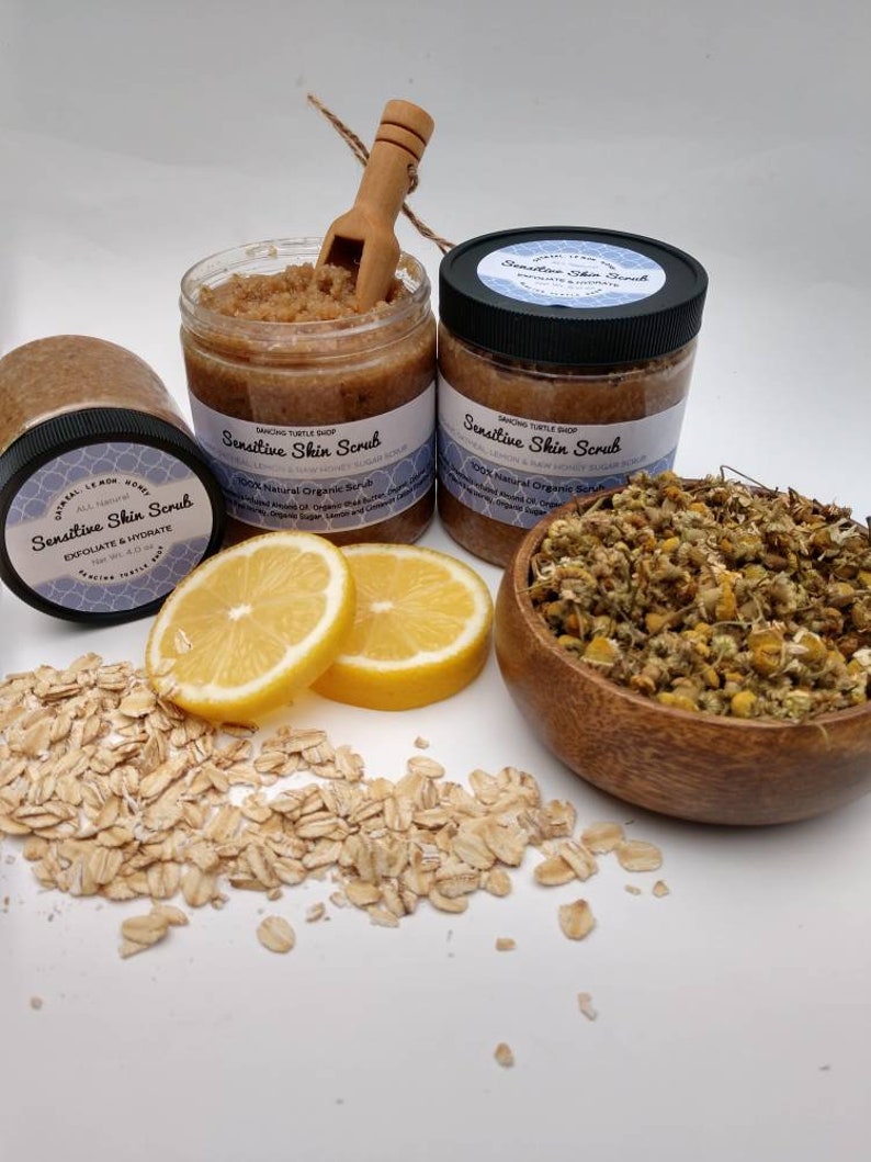Sensitive Skin Scrub Body Scrub Oatmeal Lemon & Raw Honey Etsy