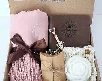 Personalized Spa Gift Box for Women | Hygge Self Care Package, Birthday Gift for Her | Mother's Day Gift with Cozy Scarf and Aromatherapy