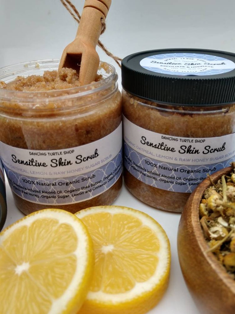 Sensitive Skin Scrub Body Scrub Oatmeal Lemon & Raw Honey Etsy