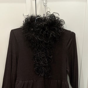Anna Sui Schwarz Straussenfeder High Neck Baby Doll Kleid