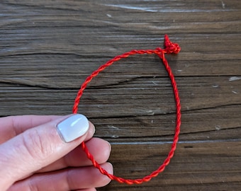 Handmade Red String Bracelet for Luck & Protection | Adjustable Satin Cord with Spiritual Blessing Card