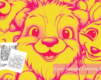 Cute Animals Coloring Book, Fun & Easy, 63 Pages