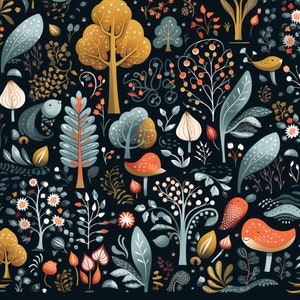 Forest Bird Digital Paper, Whimsical Nature Pattern Bundle (PDF)