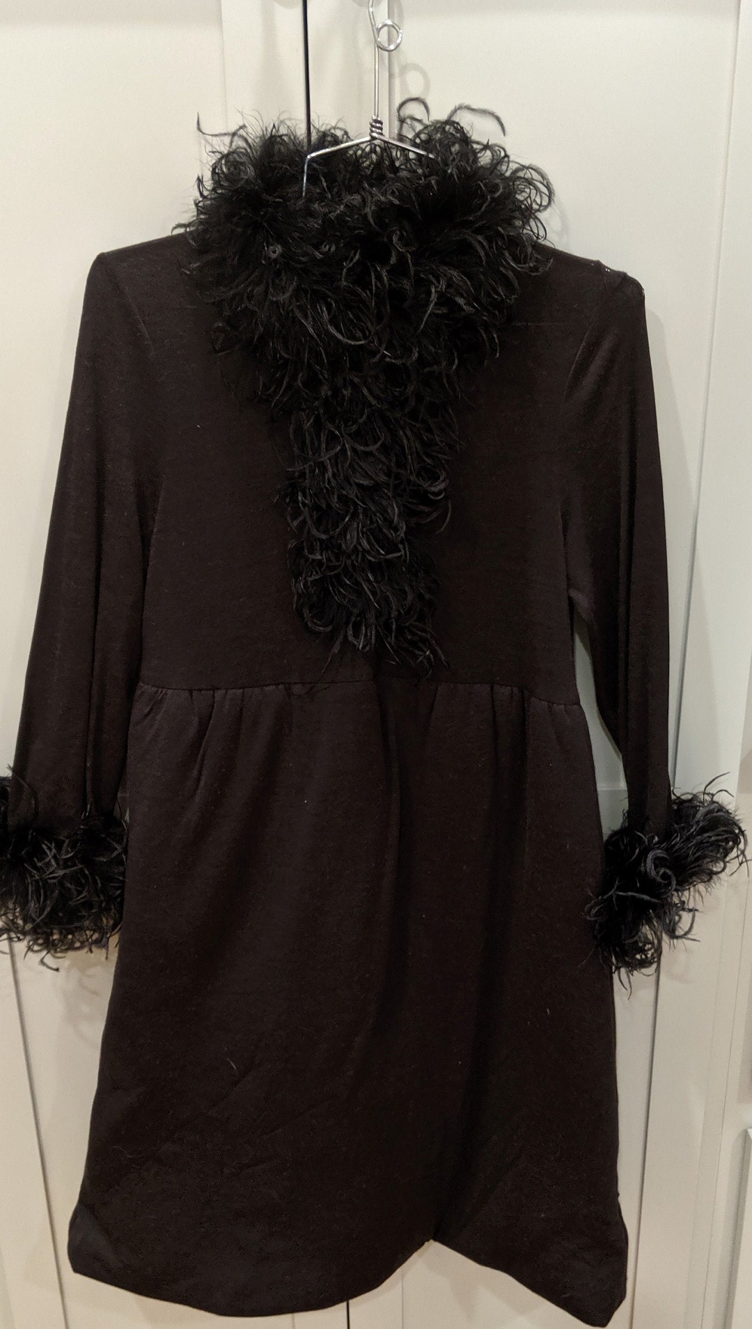 Anna Sui Black Feather High Neck Baby Doll Dress - Etsy