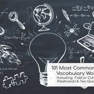 101 mots de vocabulaire SAT les plus courants avec cartes flash pliées ou découpées et deux questionnaires pour la préparation aux tests et le guide d'étude de préparation pour l'examen SAT
