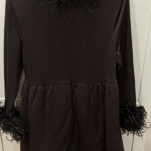 Anna Sui Black Feather High Neck Baby Doll Dress image 3