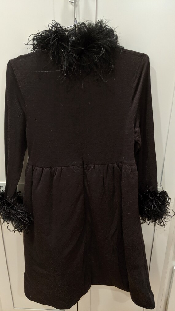 Anna Sui Black Feather High Neck Baby Doll Dress - image 3