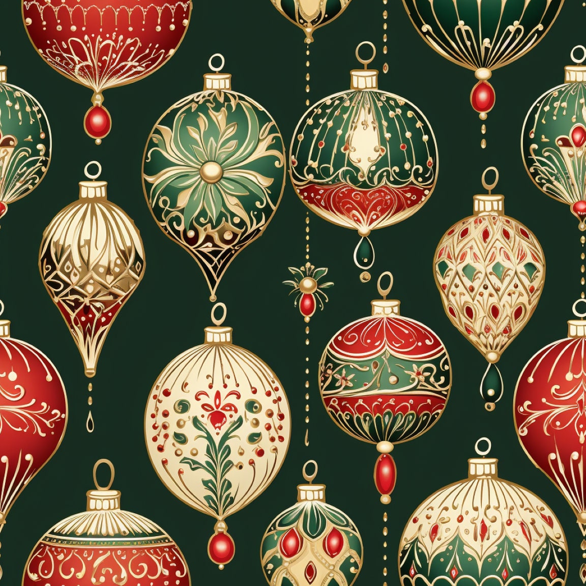 Vintage Christmas Ornament Pattern Bundle, Printable Craft Paper ...