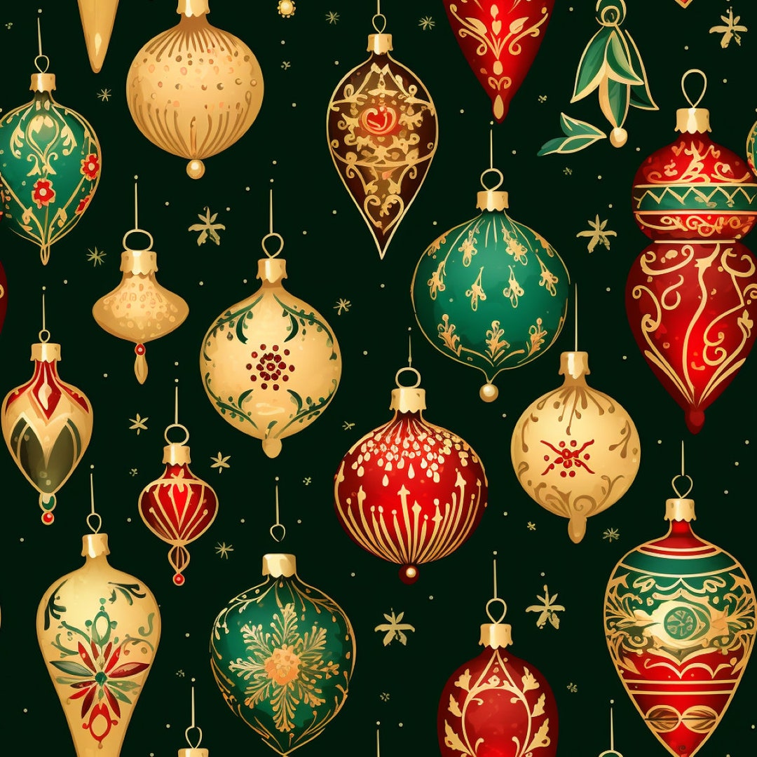 Vintage Christmas Ornament Pattern Bundle, Printable Craft Paper ...