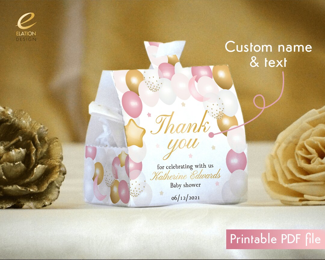 Printable Girl Baby Shower Favor Box Template DIY Thank You Etsy