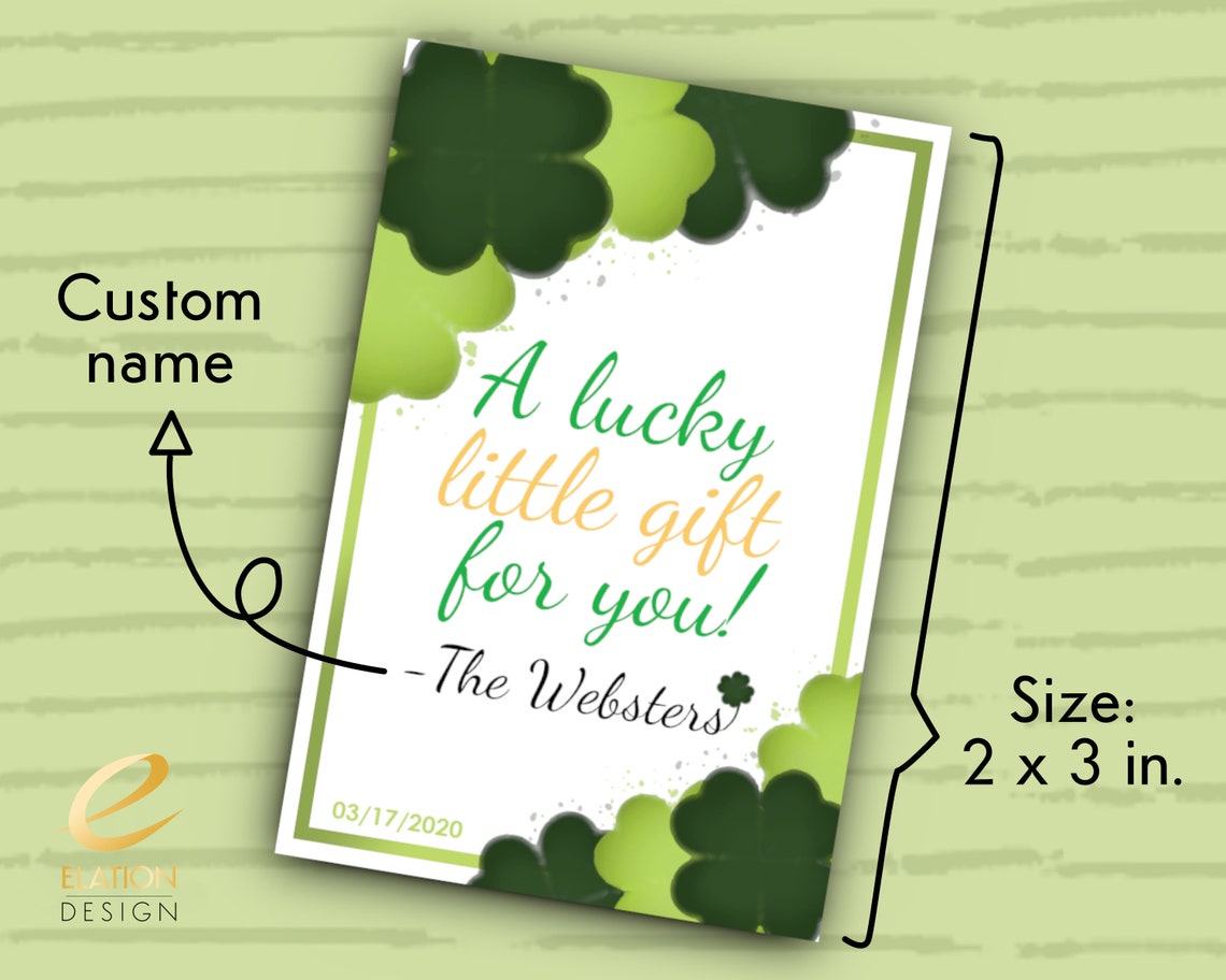 printable st patricks day favor tags custom name etsy