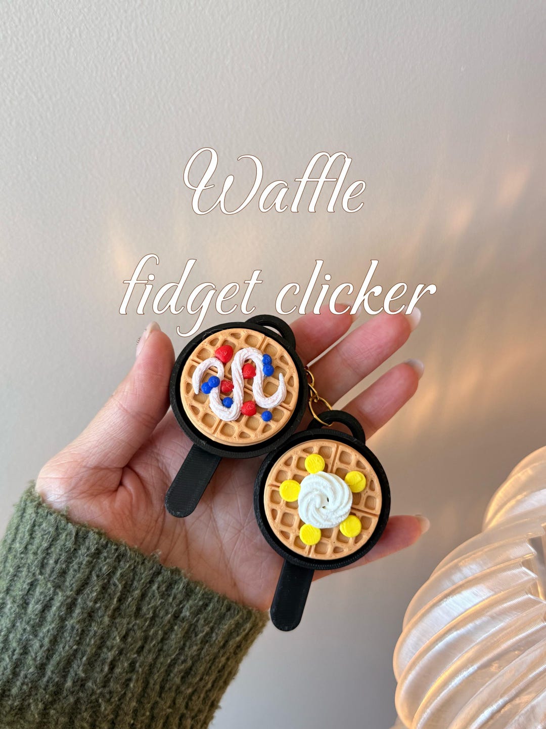 3D Printed Waffle Fidget Clicker Keychain | Raspberry, Blueberry ...