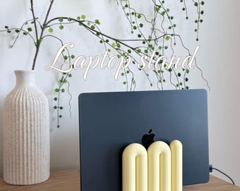Wavy Laptop Stand | Sculptural 3D Printed Desk Organizer | Modern MacBook Dock