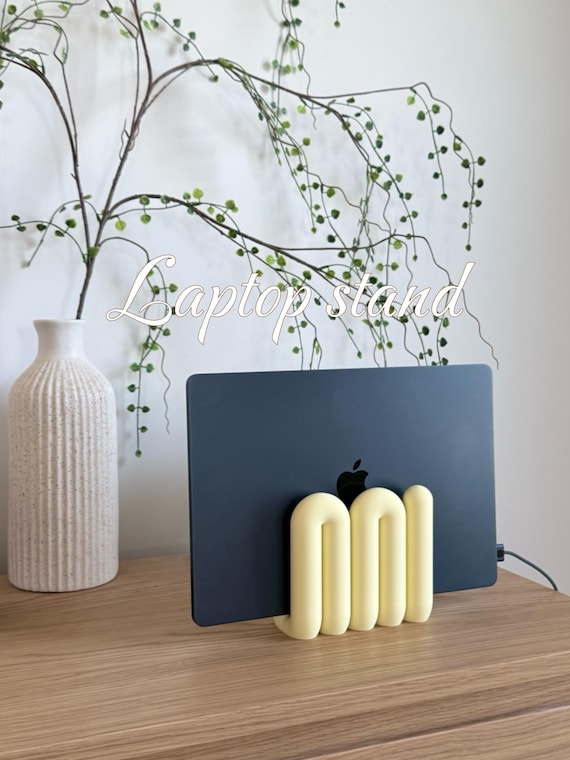 Wavy Laptop Stand | Sculptural 3D Printed Desk Organizer | Modern MacBook Dock