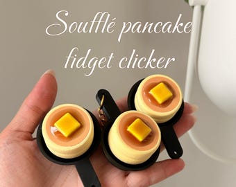 Japanese Soufflé Pancake Fidget Keychain | 3D Printed Fluffy Stack (Silent or Clicky)