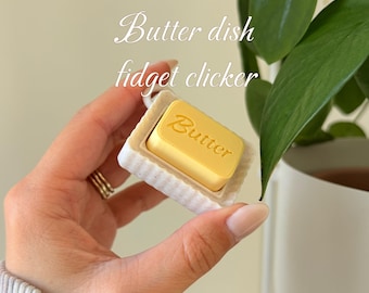 3D Printed Butter Fidget Clicker Keychain | Clicky or Silent Option | Desk Accessory