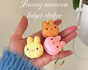 Bunny Macaron Fidget Clicker Keychain | 3D Printed Desk Toy (Clicky or Silent)