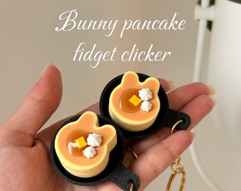 Pancake Bunny Fidget Clicker Keychain | 3D Printed Desk Toy, Kawaii Accessory