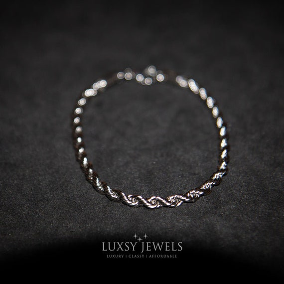 SYKIA×MAO Rope Barrette silver Rope Bracelet in Sterling Silver, 3mm – Miabella