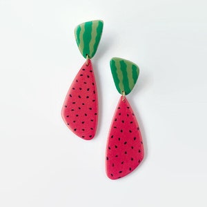 Watermelon Earrings, Summer Earrings, Holiday Earrings, Manueline Boutique zdjęcie 1