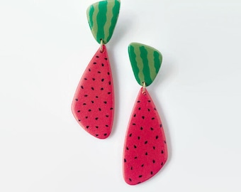 Watermelon Earrings, Summer Earrings, Holiday Earrings, Manueline Boutique