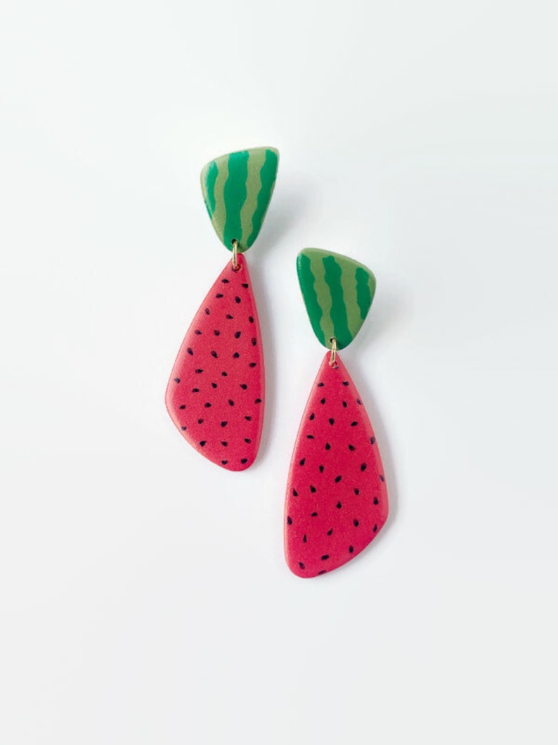 Watermelon Earrings, Summer Earrings, Holiday Earrings, Manueline Boutique zdjęcie 1