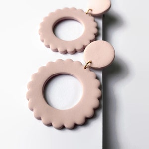 Flower Earrings, Dust Pink Earrings, Dangle Summer Earrings, Statement Earrings, Big Earrings