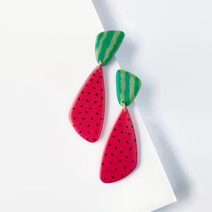 Watermelon Earrings, Summer Earrings, Holiday Earrings, Manueline Boutique zdjęcie 3