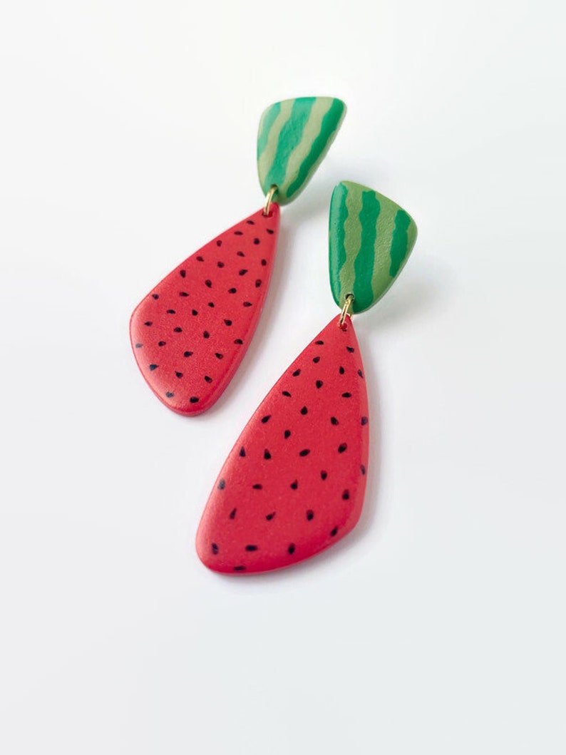 Watermelon Earrings, Summer Earrings, Holiday Earrings, Manueline Boutique zdjęcie 2