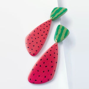 Watermelon Earrings, Summer Earrings, Holiday Earrings, Manueline Boutique zdjęcie 4