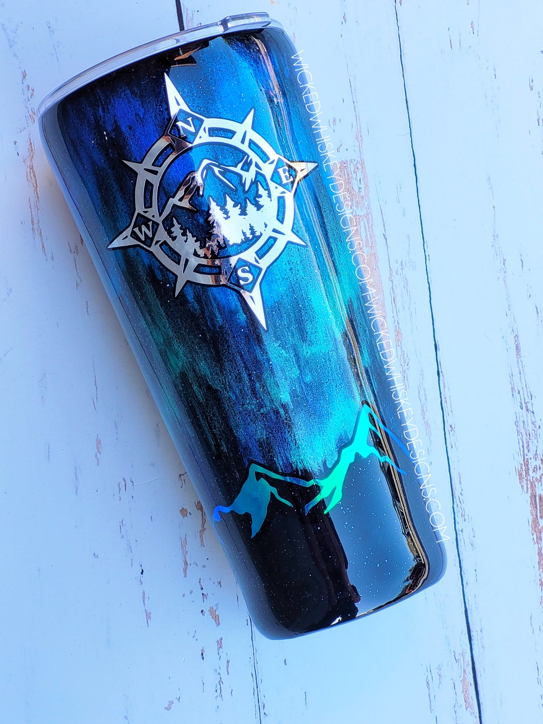 Northern Lights Tumbler Starry Night Tumbler Camping Tumbler Glitter