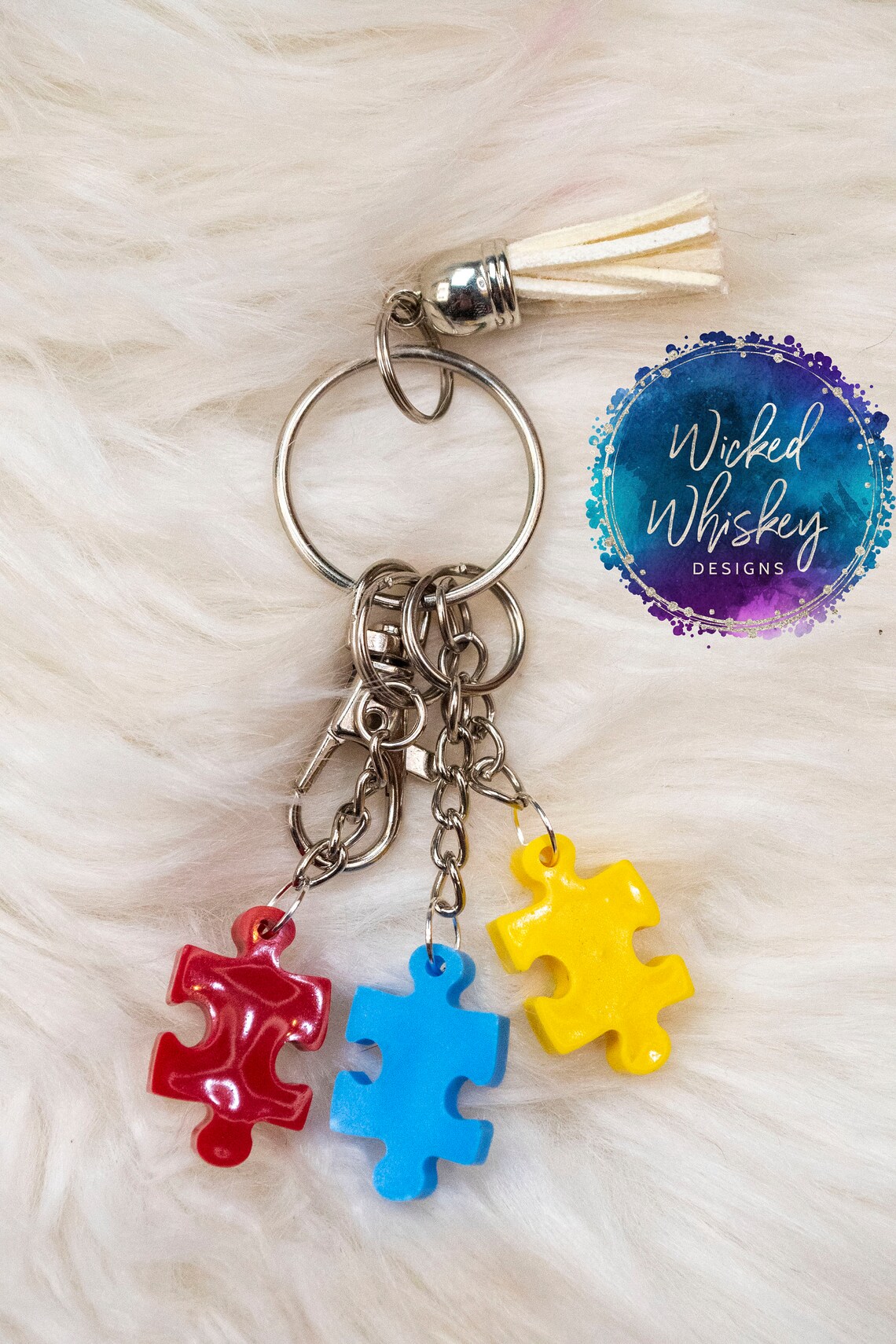 Autism Keychain Puzzle Piece Keychain Autism Awareness Etsy