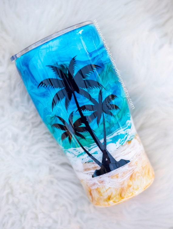 Beach tumbler alcohol ink Clearance