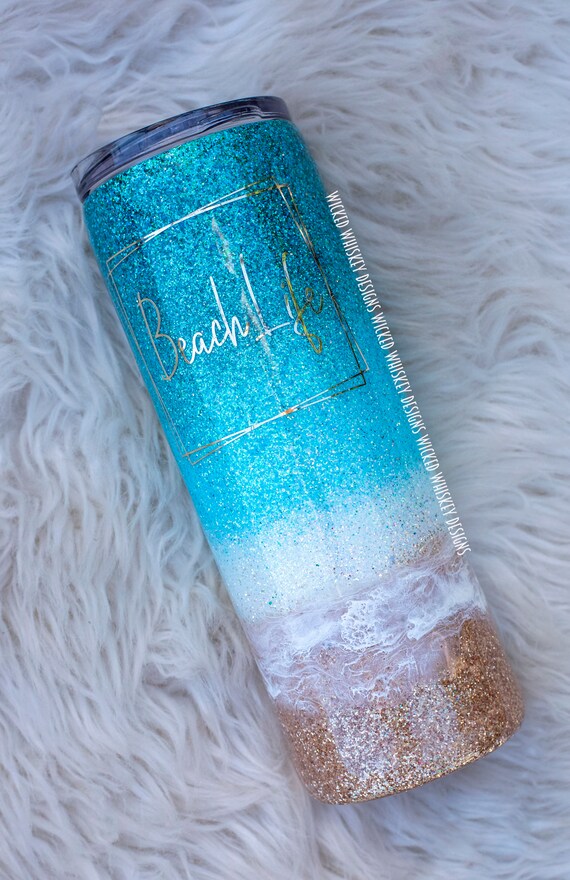 Salty Beach Glitter Tumbler  Beach Tumblers – Wicked Whiskey Designs