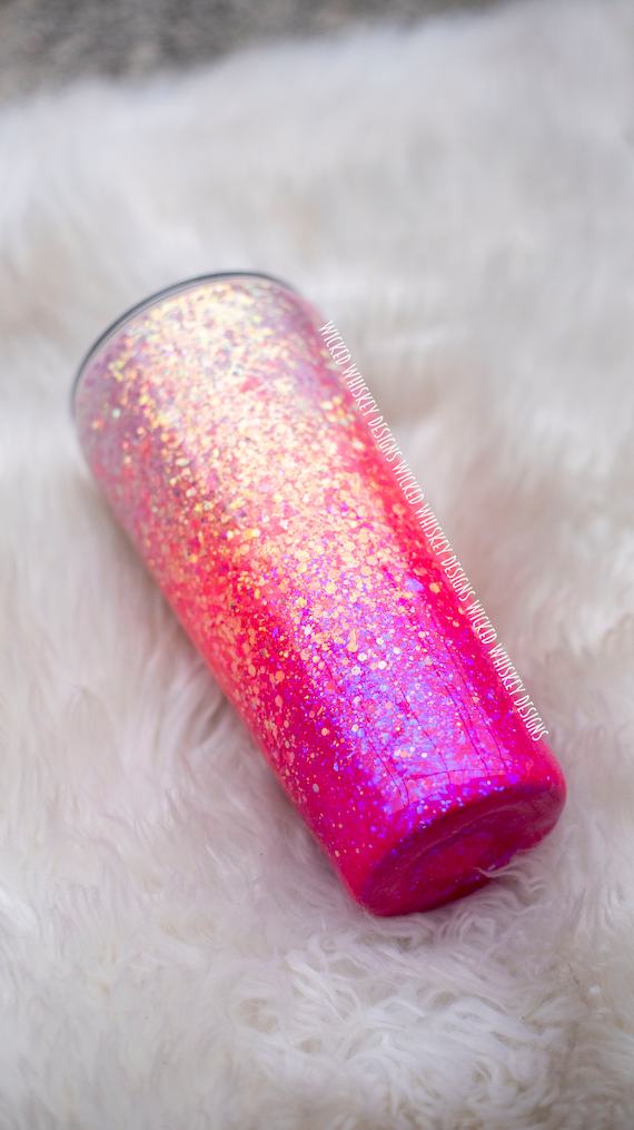 Neon Pink Tumbler Hot Pink Glitter Tumbler Personalized Glitter Tumbler  Glitter Tumbler Personalized Ombre Glitter Tumbler Custom 