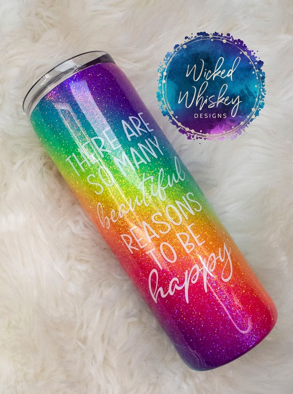 Neon Rainbow Ombre Glitter Tumbler Rainbow Glitter Tumbler Etsy