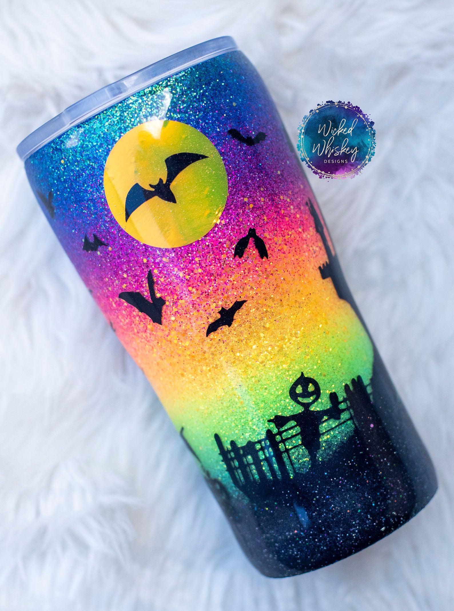 Halloween Glitter Tumbler Neon Halloween Tumbler Witch Etsy