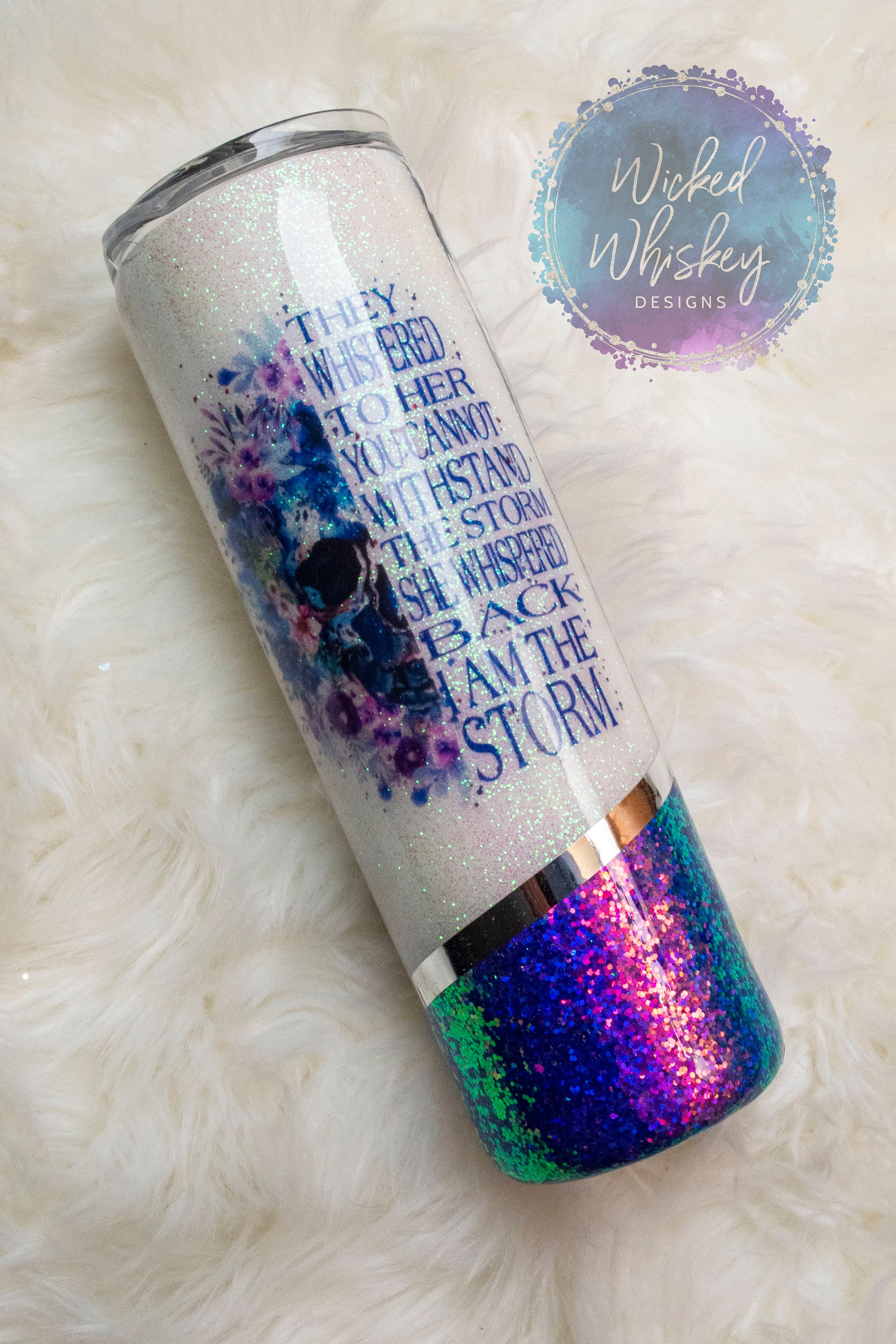 I Am the Storm Glitter Tumbler Split Glitter Tumbler Skull Etsy