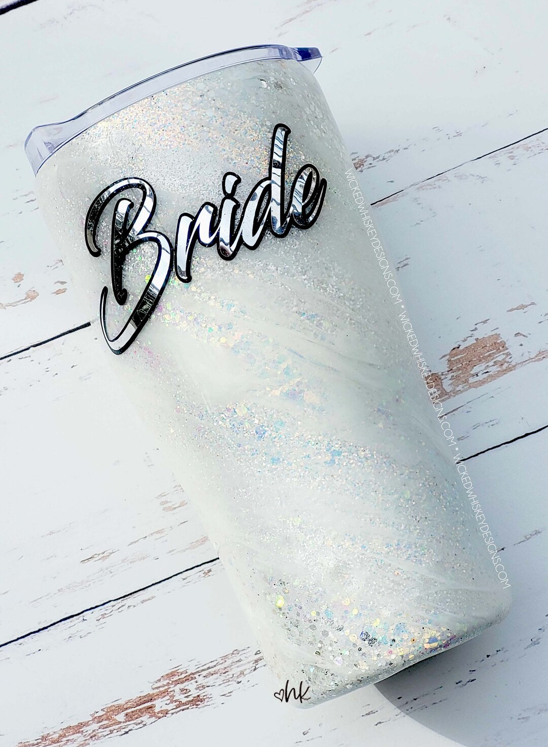 White Glitter Tumbler Bride Glitter Tumbler Swirl Tumbler Etsy