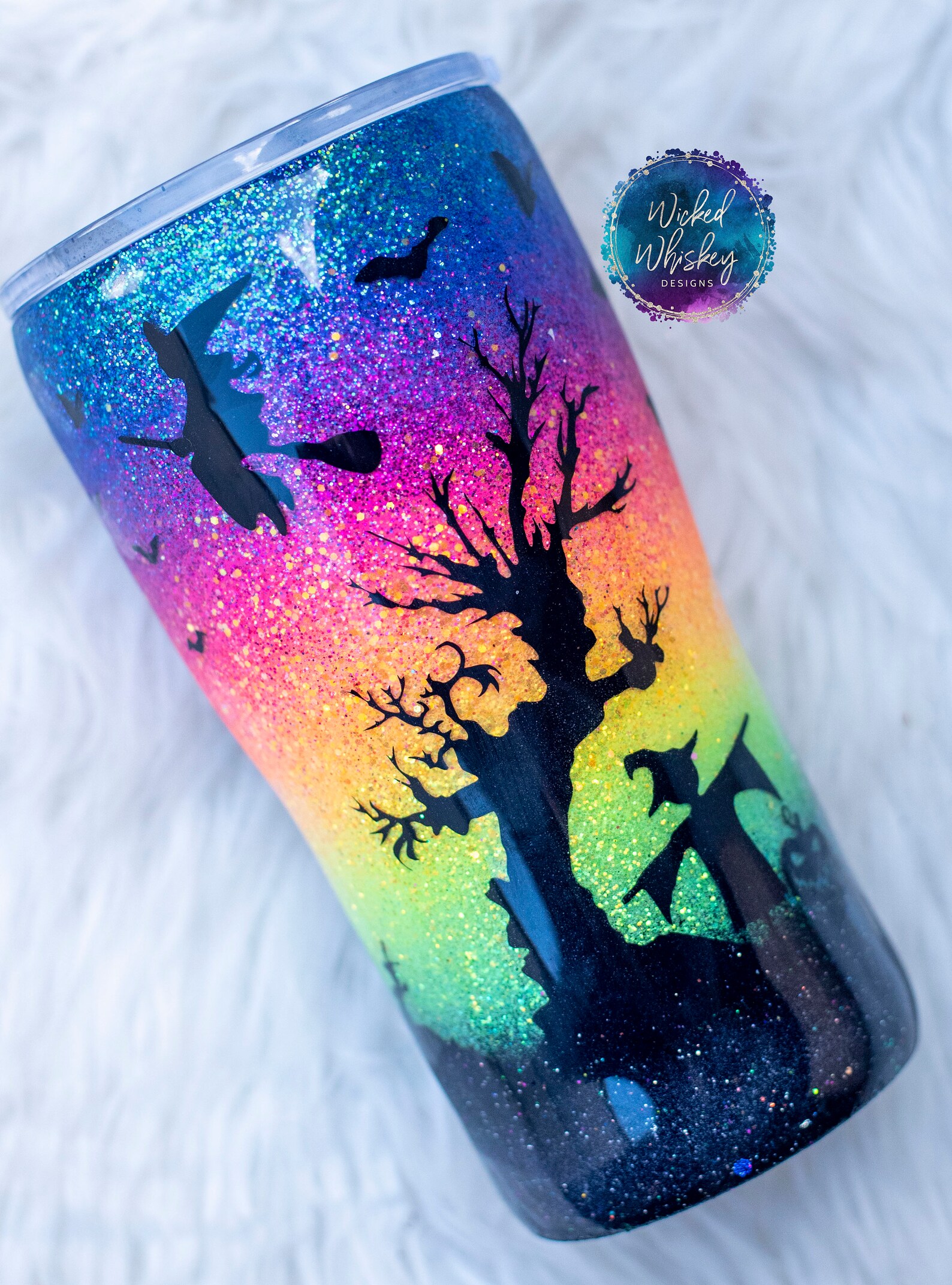 Halloween Glitter Tumbler Neon Halloween Tumbler Witch Etsy