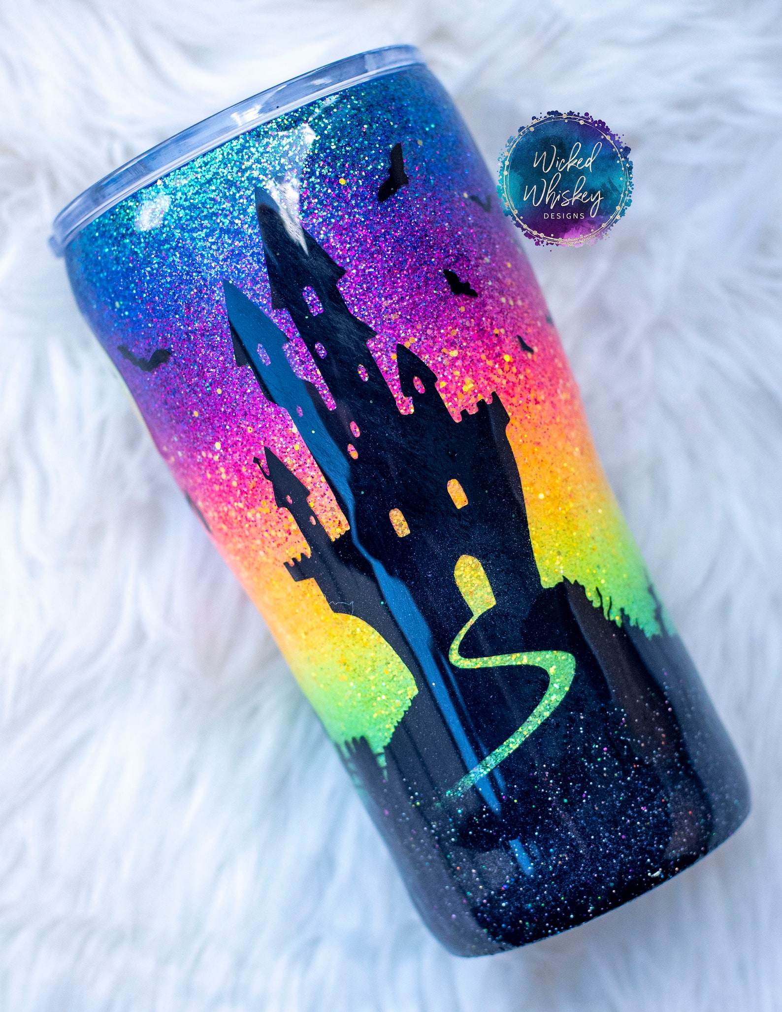 Halloween Glitter Tumbler Neon Halloween Tumbler Witch Etsy