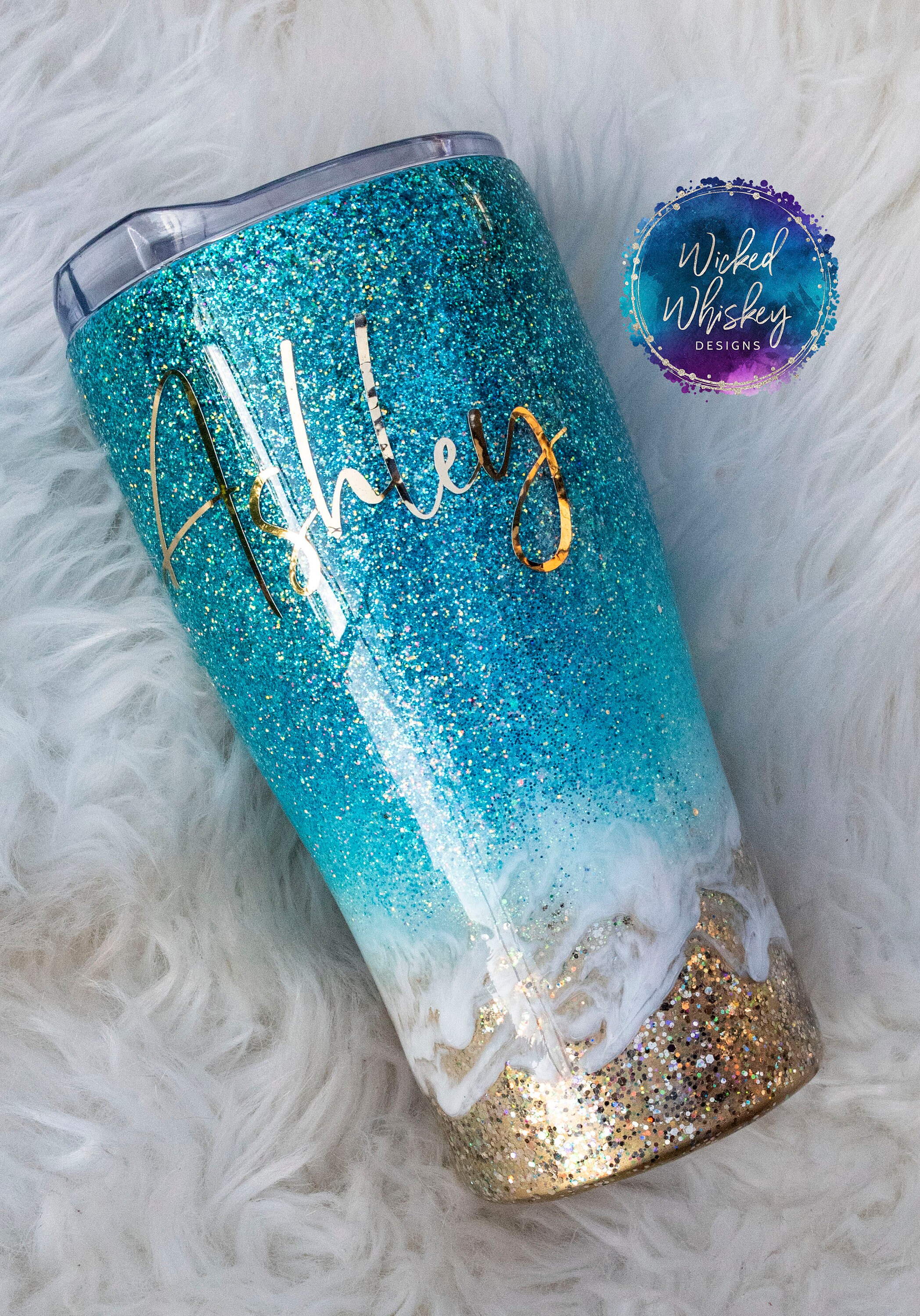 Salty Beach Glitter Tumbler  Beach Tumblers – Wicked Whiskey Designs